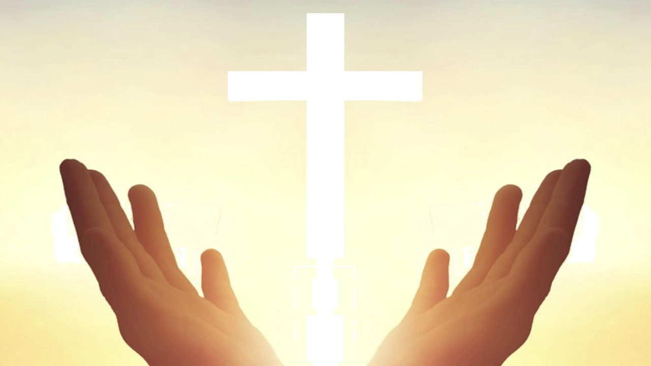 Hands raised up to cross